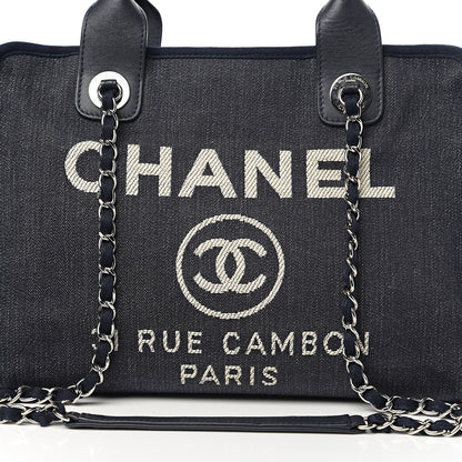 Chanel Denim Deauville Bowling Bag Dark Blue 7 of 11