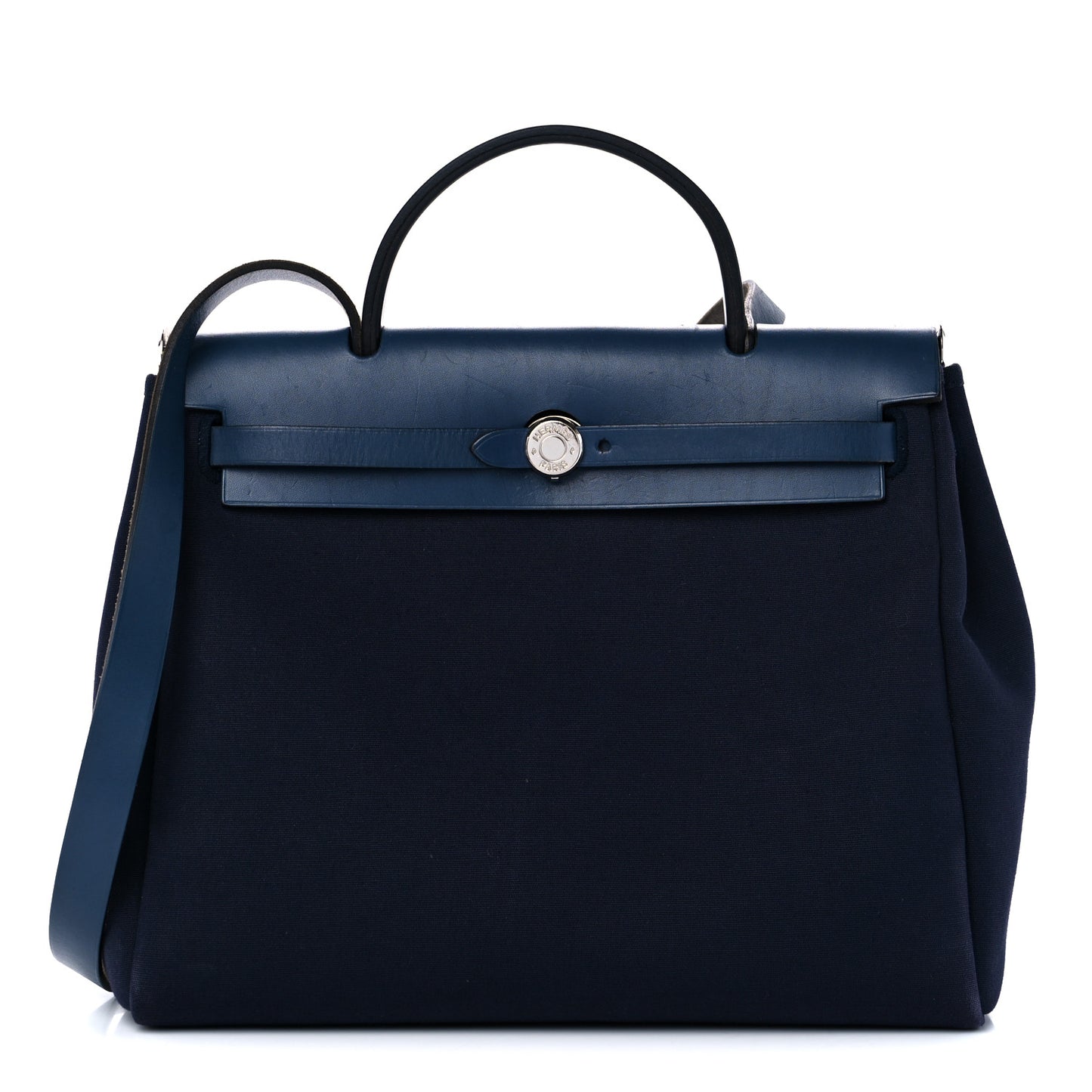 Toile Vache Calfskin Herbag 30 PM Navy Bleu