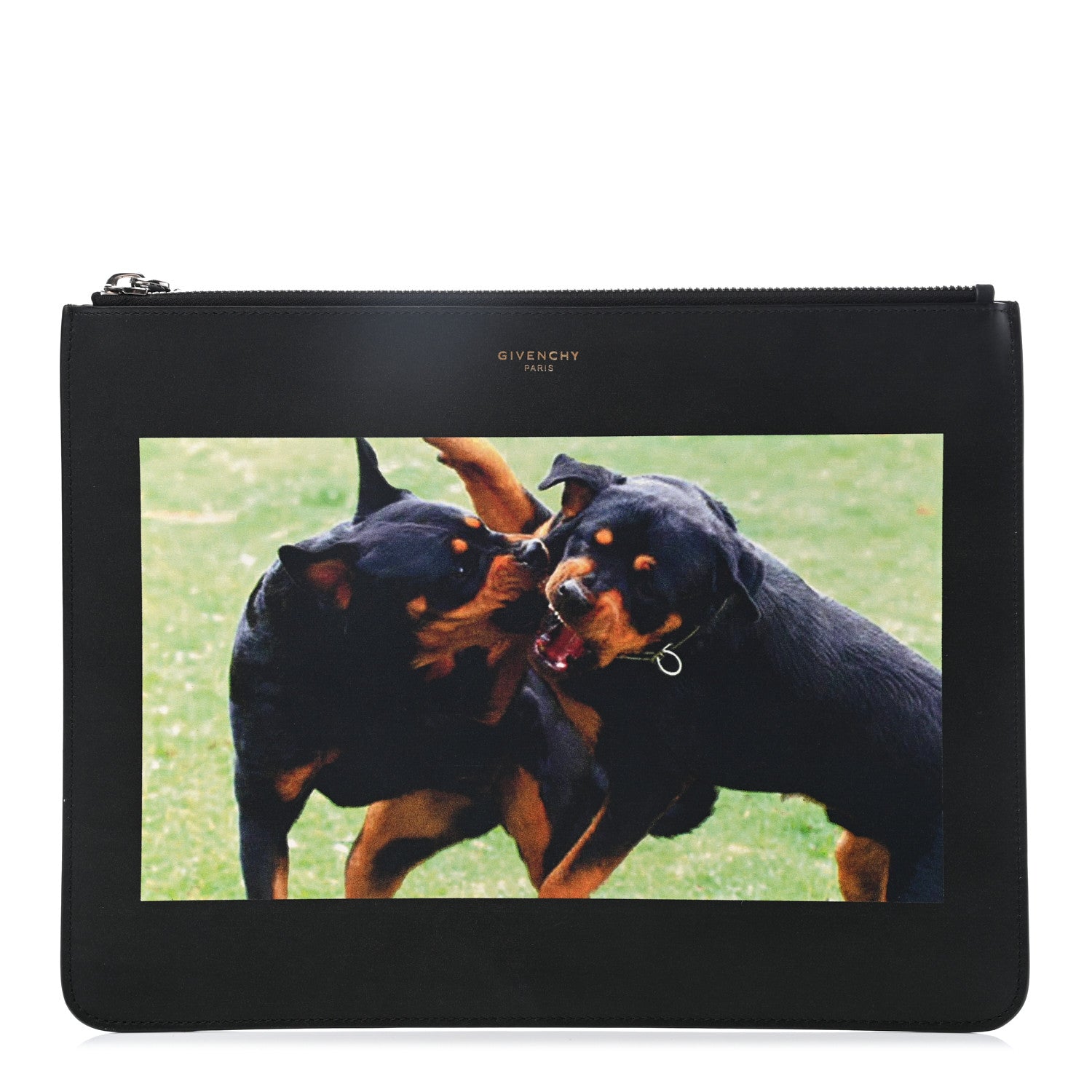 Givenchy Calfskin Fighting Rottweiler Print Pouch Black 1 of 7