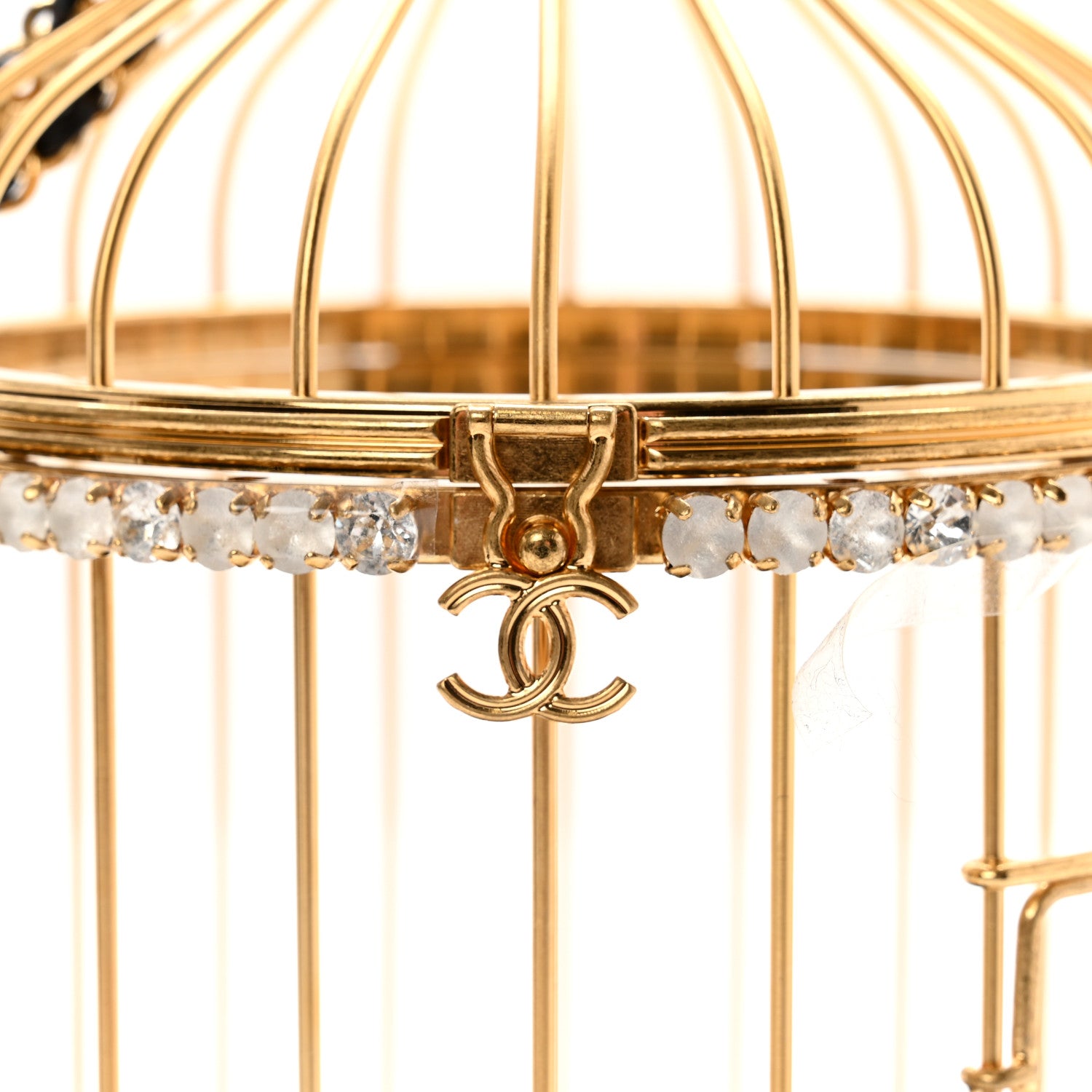 Chanel Metal Crystal Enamel CC Love Bird Cage Minaudiere Clutch Gold Multicolor 11 of 13