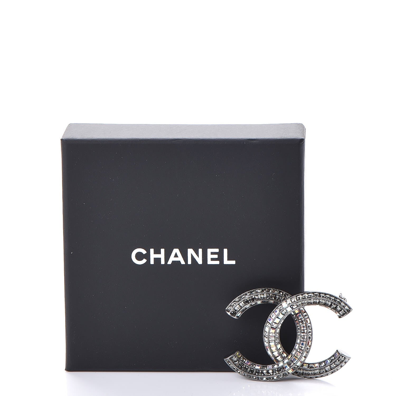 Chanel Ruthenium Crystal Baguette CC Brooch Multicolor 5 of 5