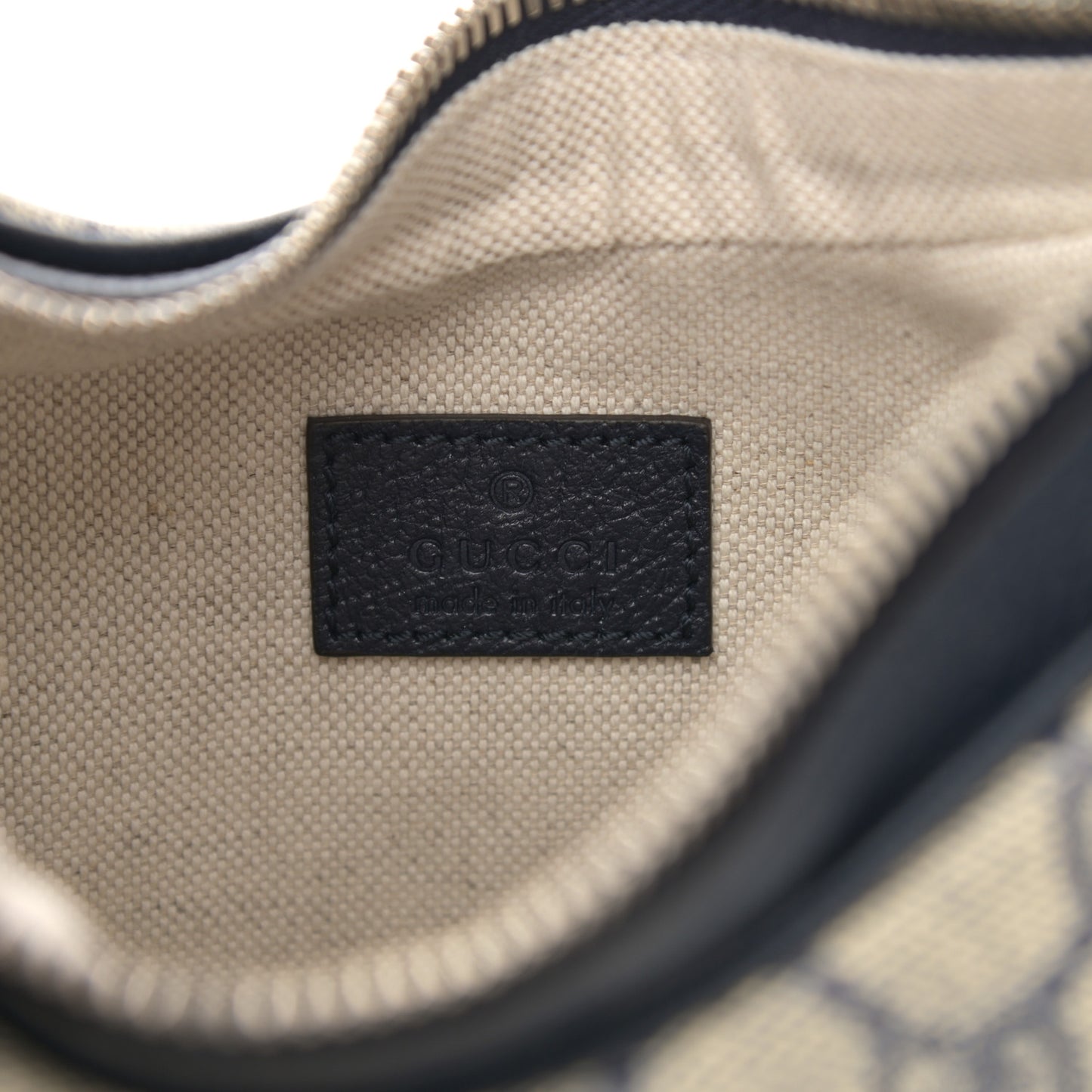 GG Supreme Monogram Textured Calfskin Web Small Attache Shoulder Bag Beige Blue