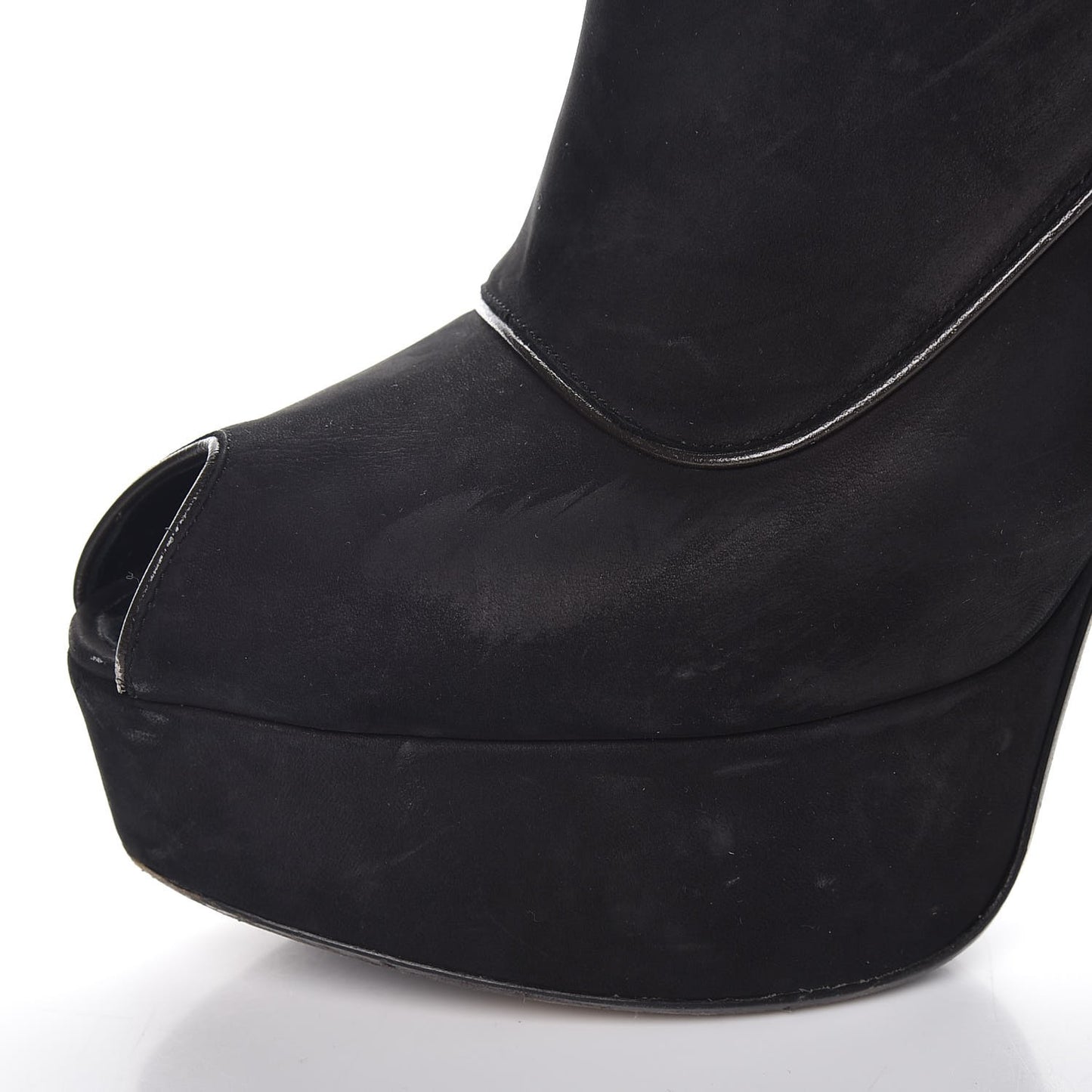 Suede Peep Toe Ankle Boots 37 Black