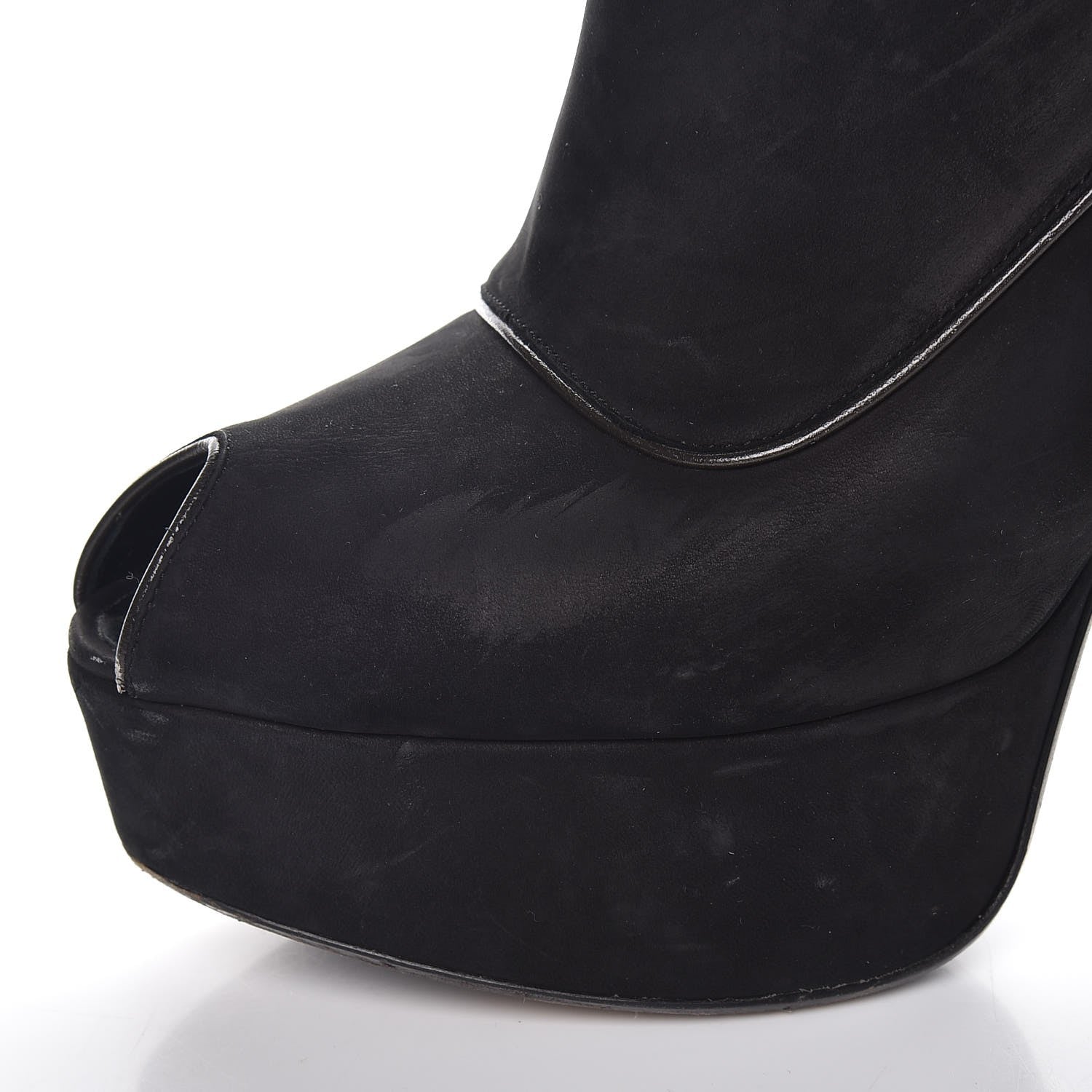 Louis Vuitton Suede Peep Toe Ankle Boots 37 Black 12 of 23