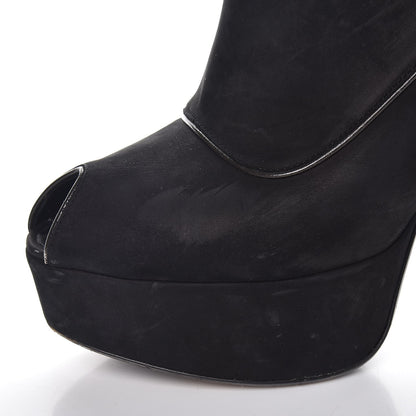 Louis Vuitton Suede Peep Toe Ankle Boots 37 Black 12 of 23