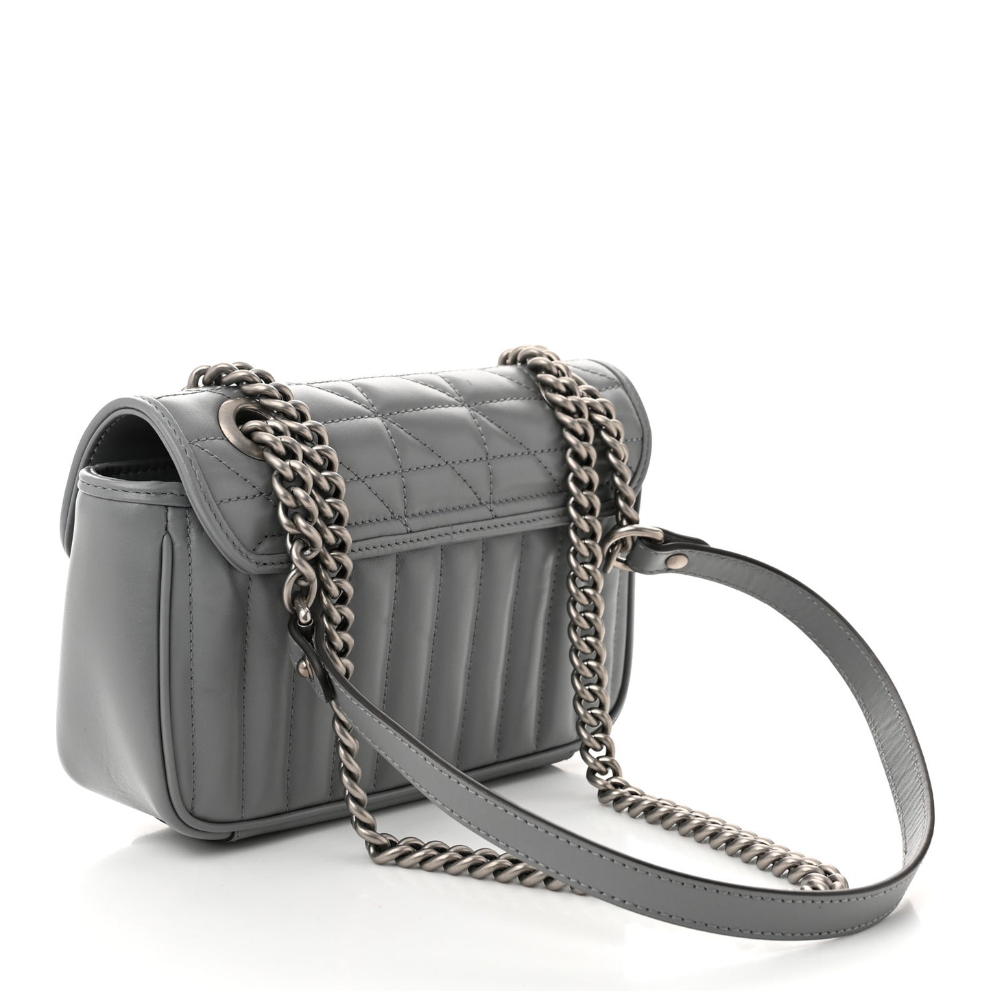 Calfskin Matelasse Aria Mini GG Marmont Shoulder Bag Deep Grey