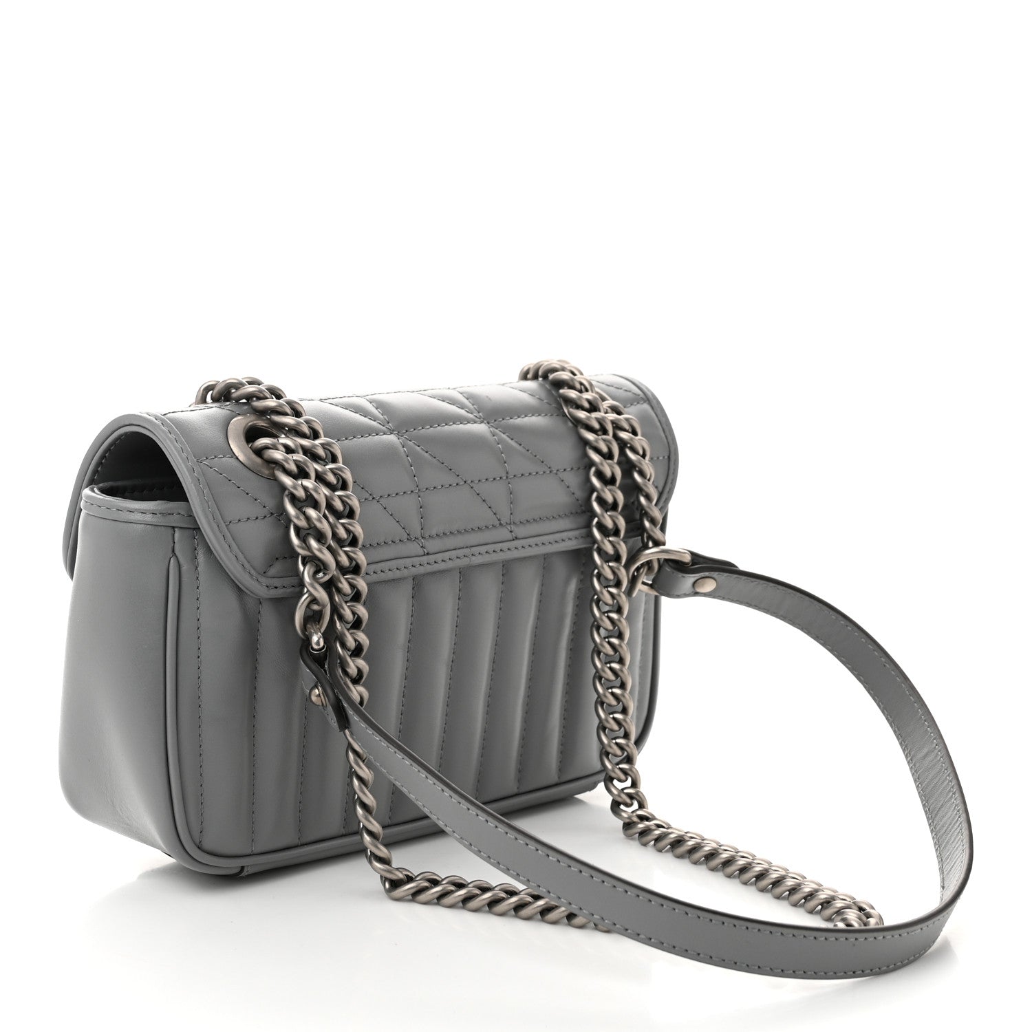 Gucci Calfskin Matelasse Aria Mini GG Marmont Shoulder Bag Deep Grey 3 of 10