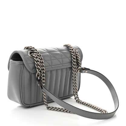 Gucci Calfskin Matelasse Aria Mini GG Marmont Shoulder Bag Deep Grey 3 of 10