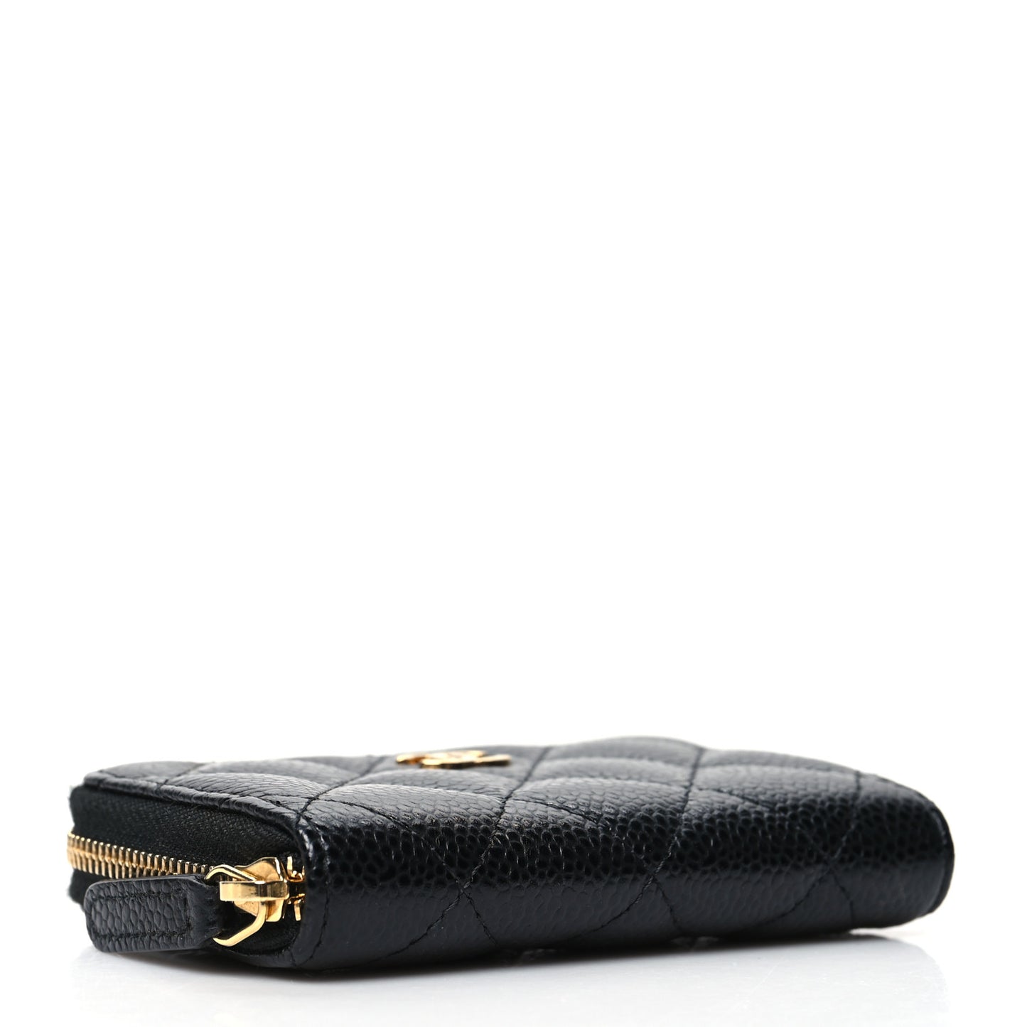 Caviar Quilted Zip Coin Purse Black