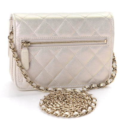 Chanel Iridescent Lambskin Quilted Mini Wallet On Chain WOC Ivory 3 of 11