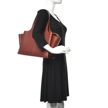 Celine Calfskin Medium Tri-Fold Bag Red Wood 2 of 17