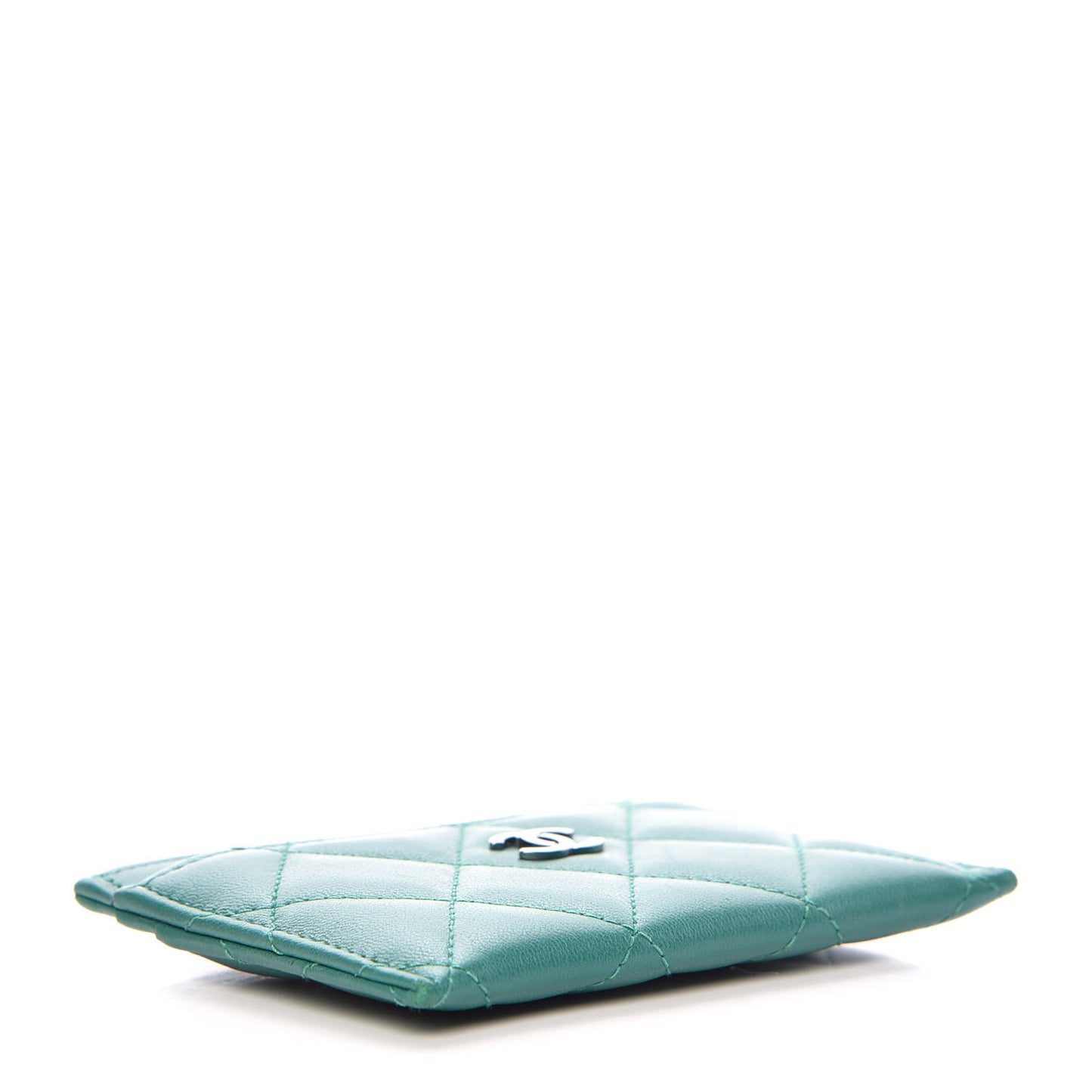 Lambskin Quilted Card Holder Green
