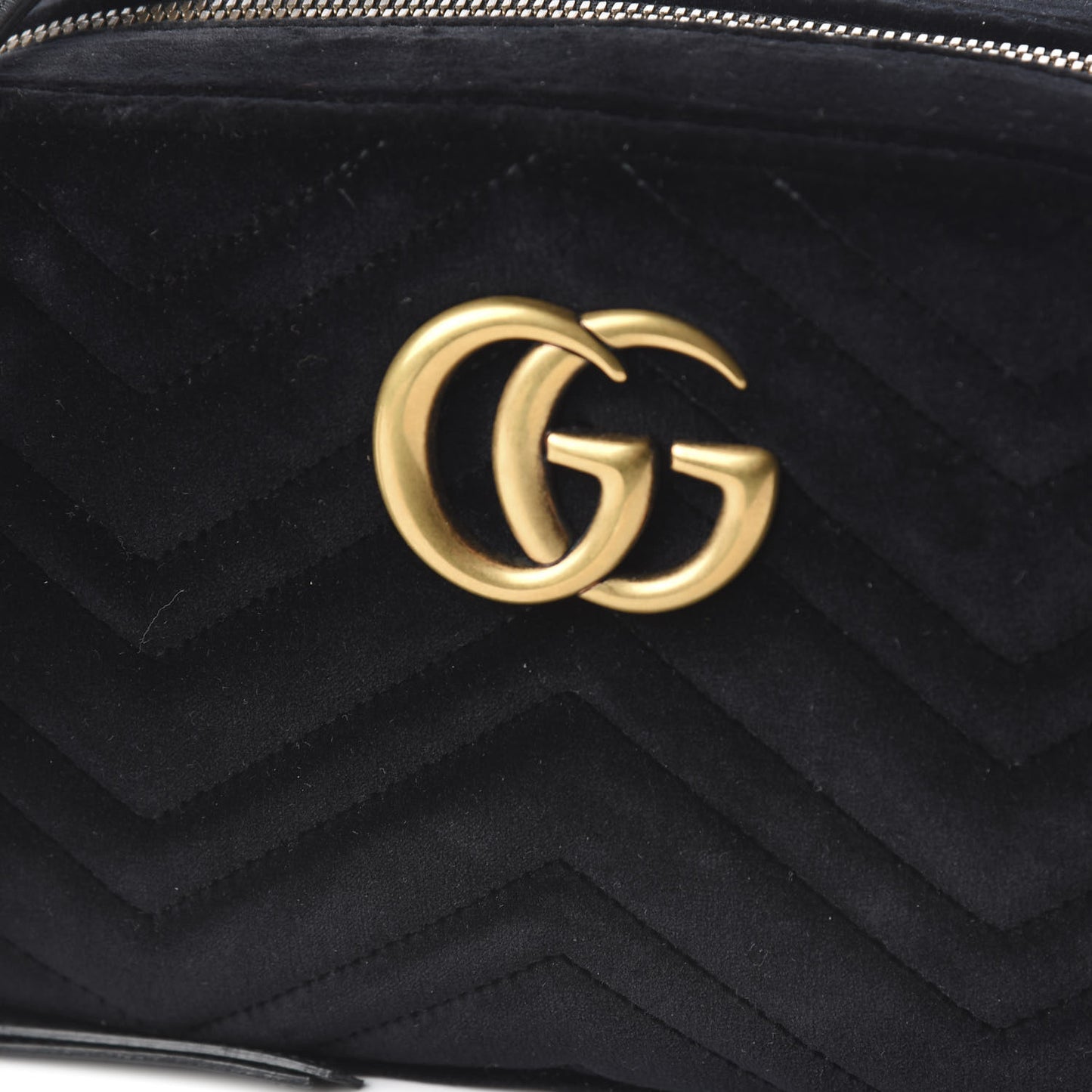 Velvet Matelasse Small GG Marmont Chain Shoulder Bag Black