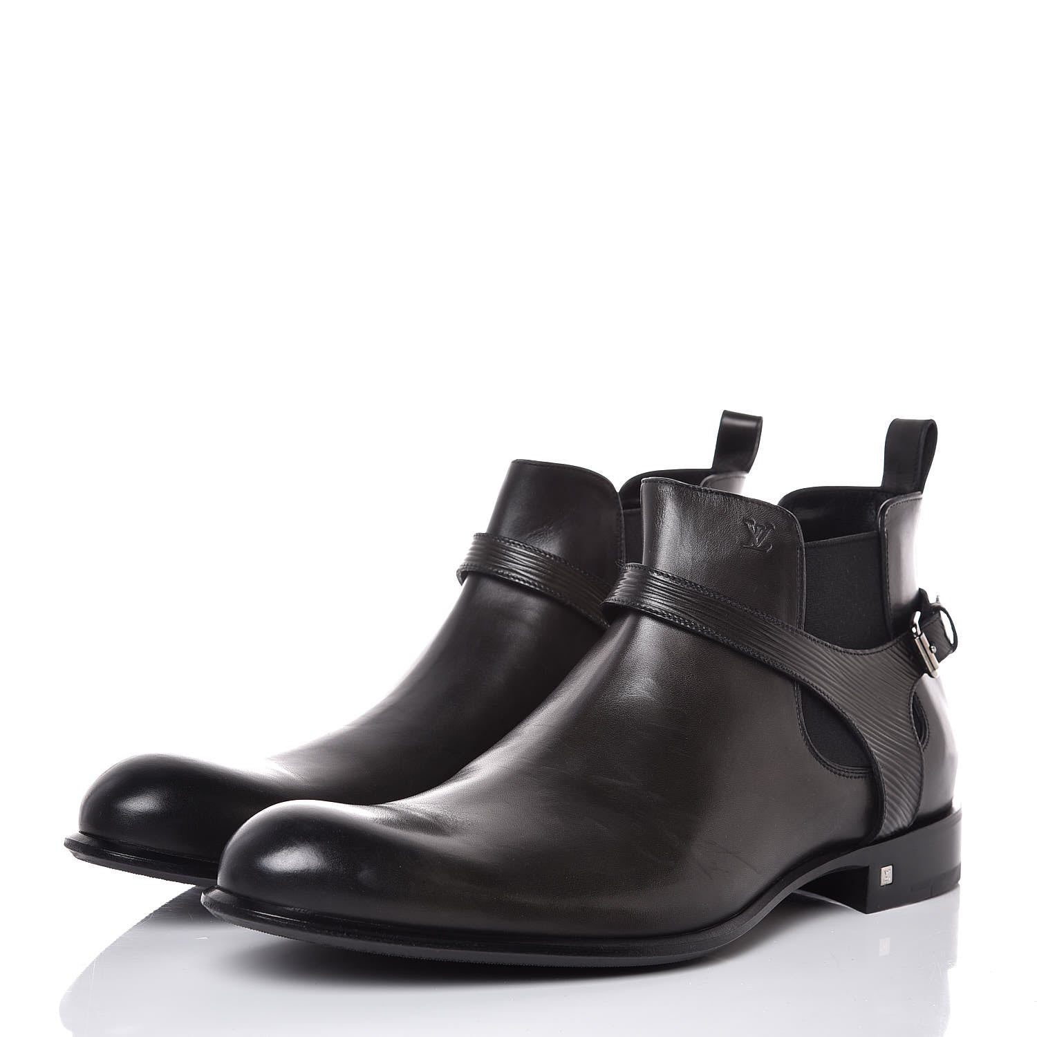 Louis Vuitton Calfskin Epi Greenwich Chelsea Ankle Boots 12 Black 3 of 8