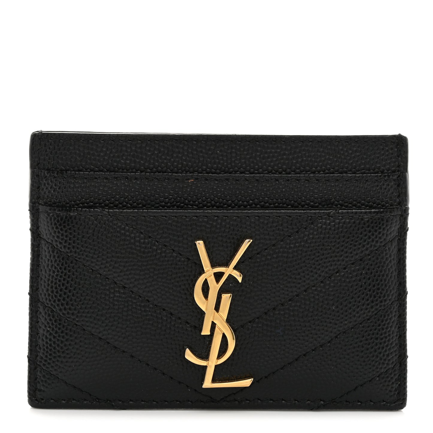 Grain De Poudre Matelasse Chevron Monogram Credit Card Case Black