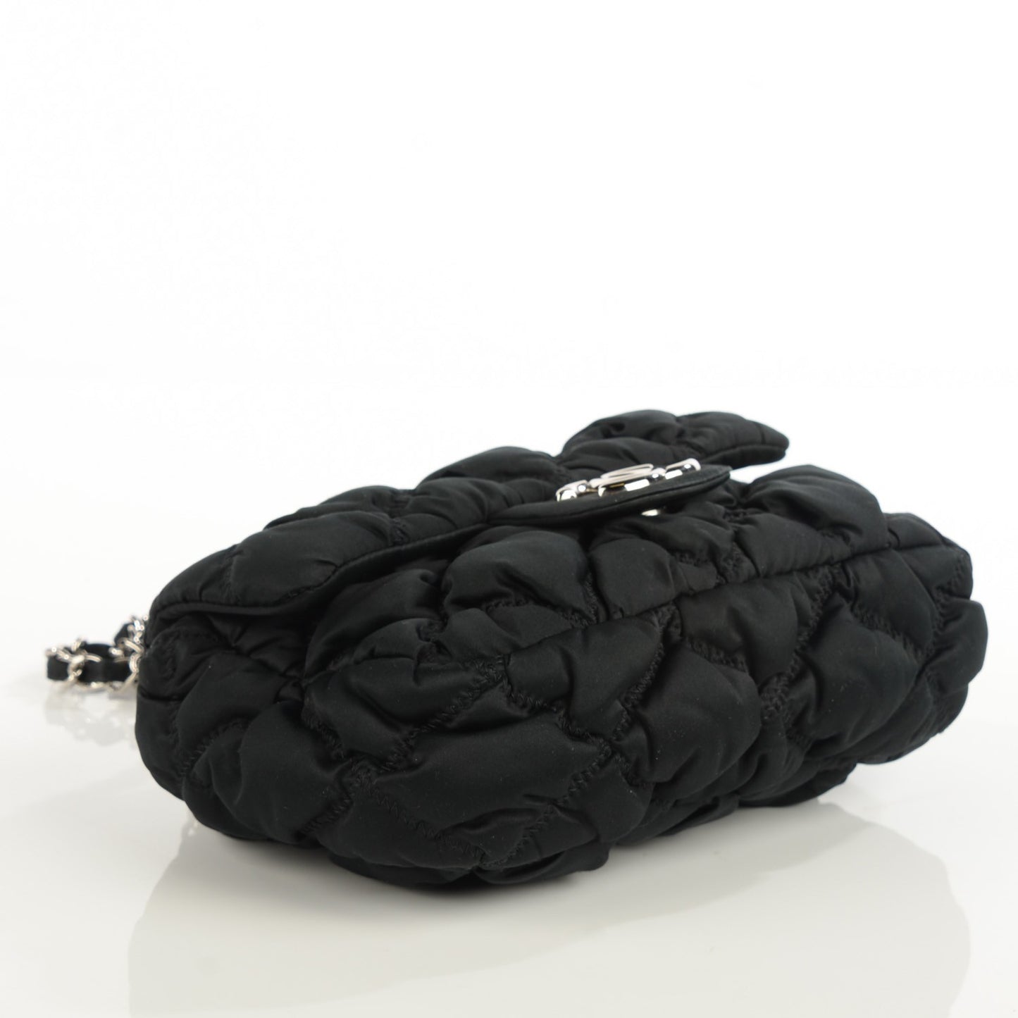 Satin Bubble Quilt Mini Flap Black