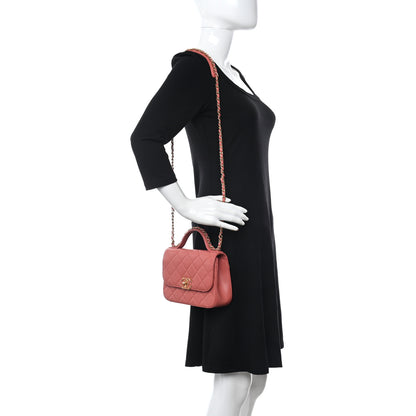 Chanel Lambskin Quilted Small Chain Infinity Top Handle Flap Dark Red 2 of 11