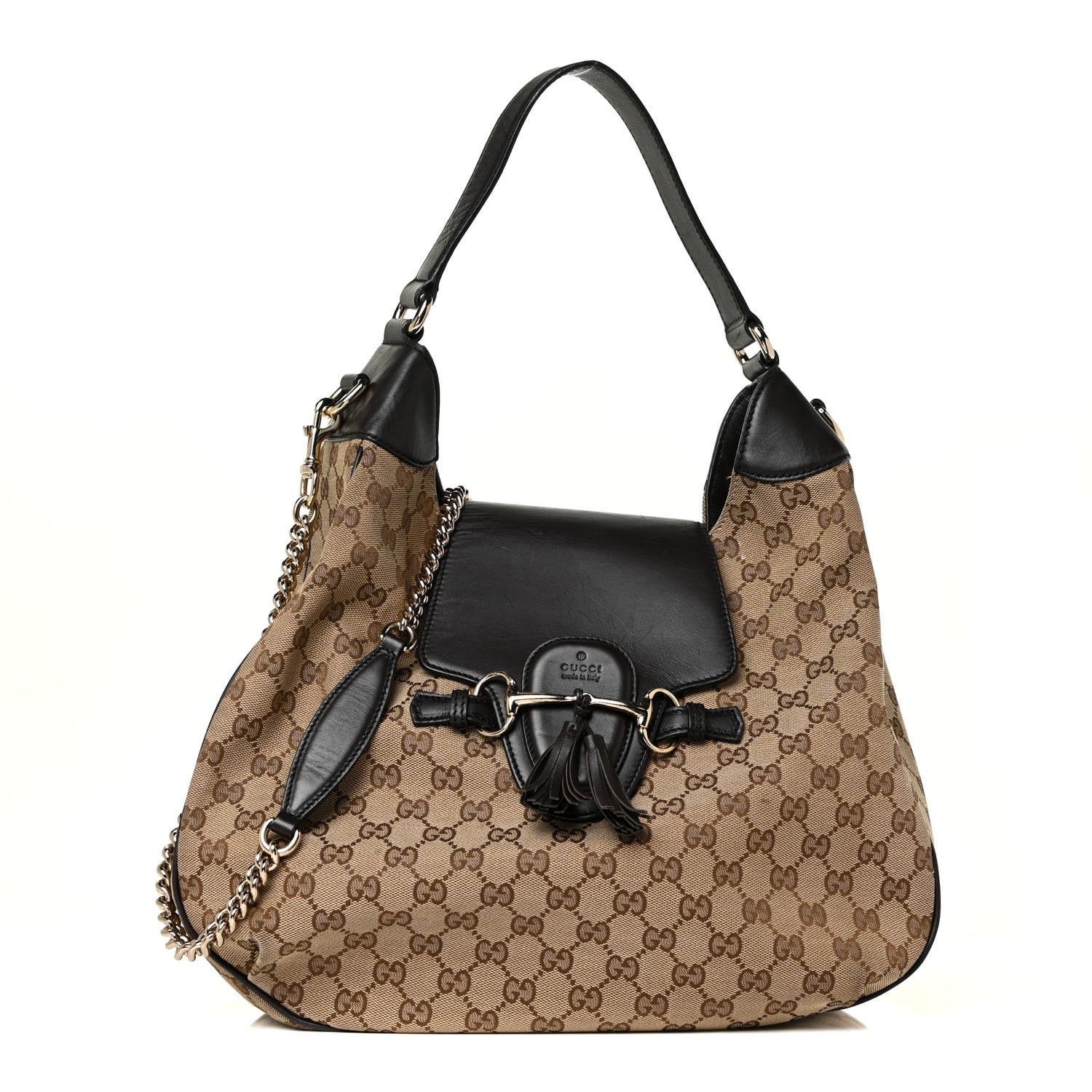 Gucci Monogram Margaux Calfskin Medium Emily Hobo Beige Ebony Cocoa 1 of 19