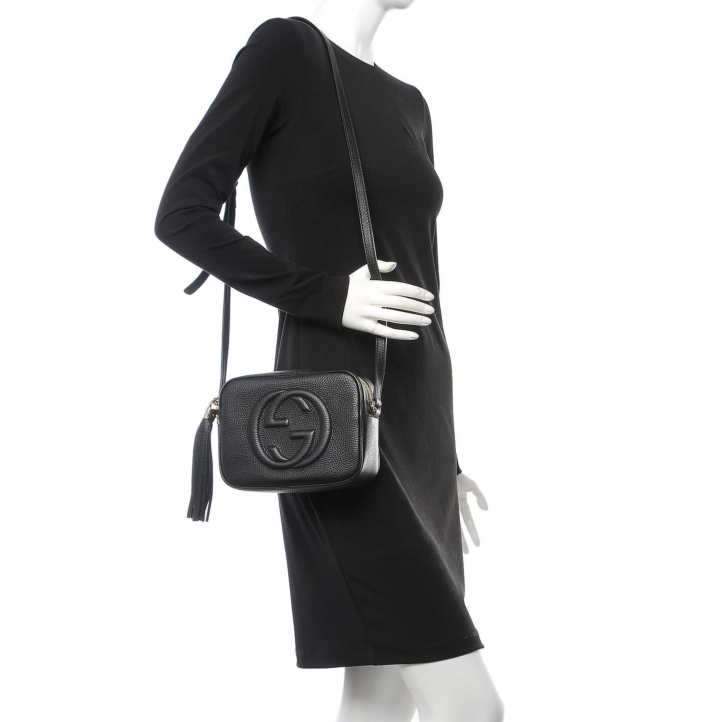 Pebbled Calfskin Small Soho Disco Bag Black