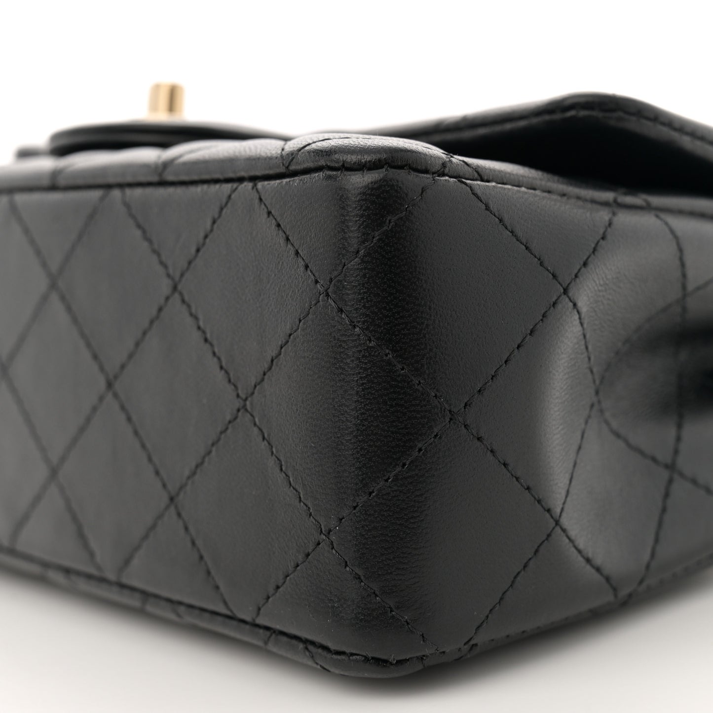 Lambskin Quilted Mini Rectangular Flap Black