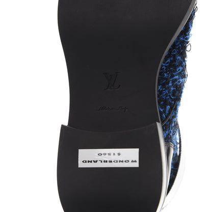 Louis Vuitton Tweed Calfskin Wonderland Ranger Boots 36 Blue Black 6 of 8
