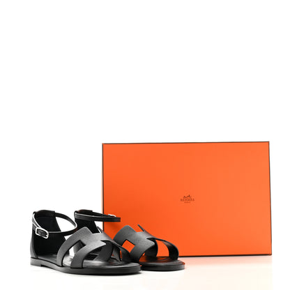 Hermes Epsom Santorini Sandals 38 Black 10 of 10