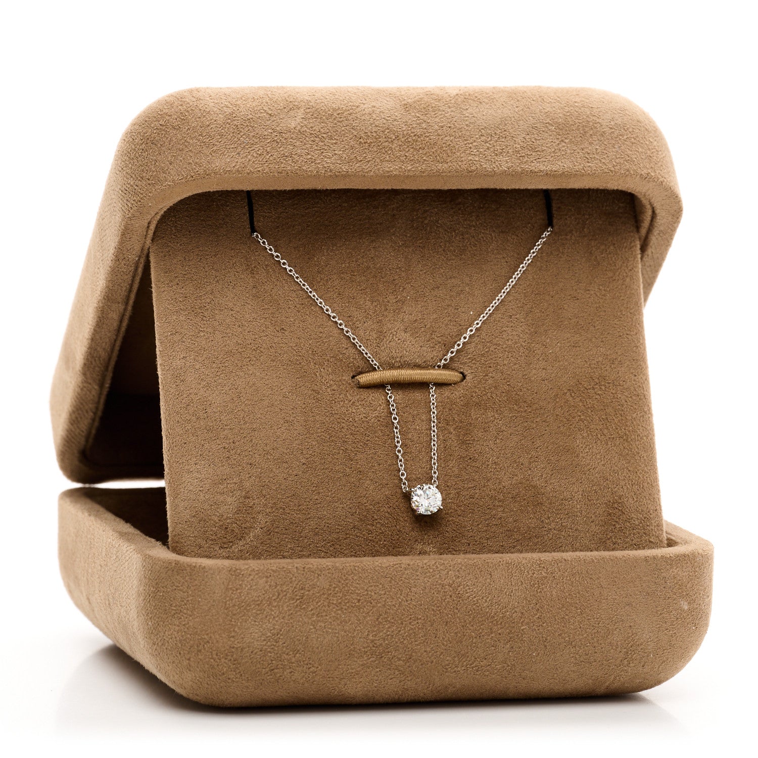 David Yurman 18K White Gold Diamond .52ct Solitaire Diamond Necklace 5 of 5