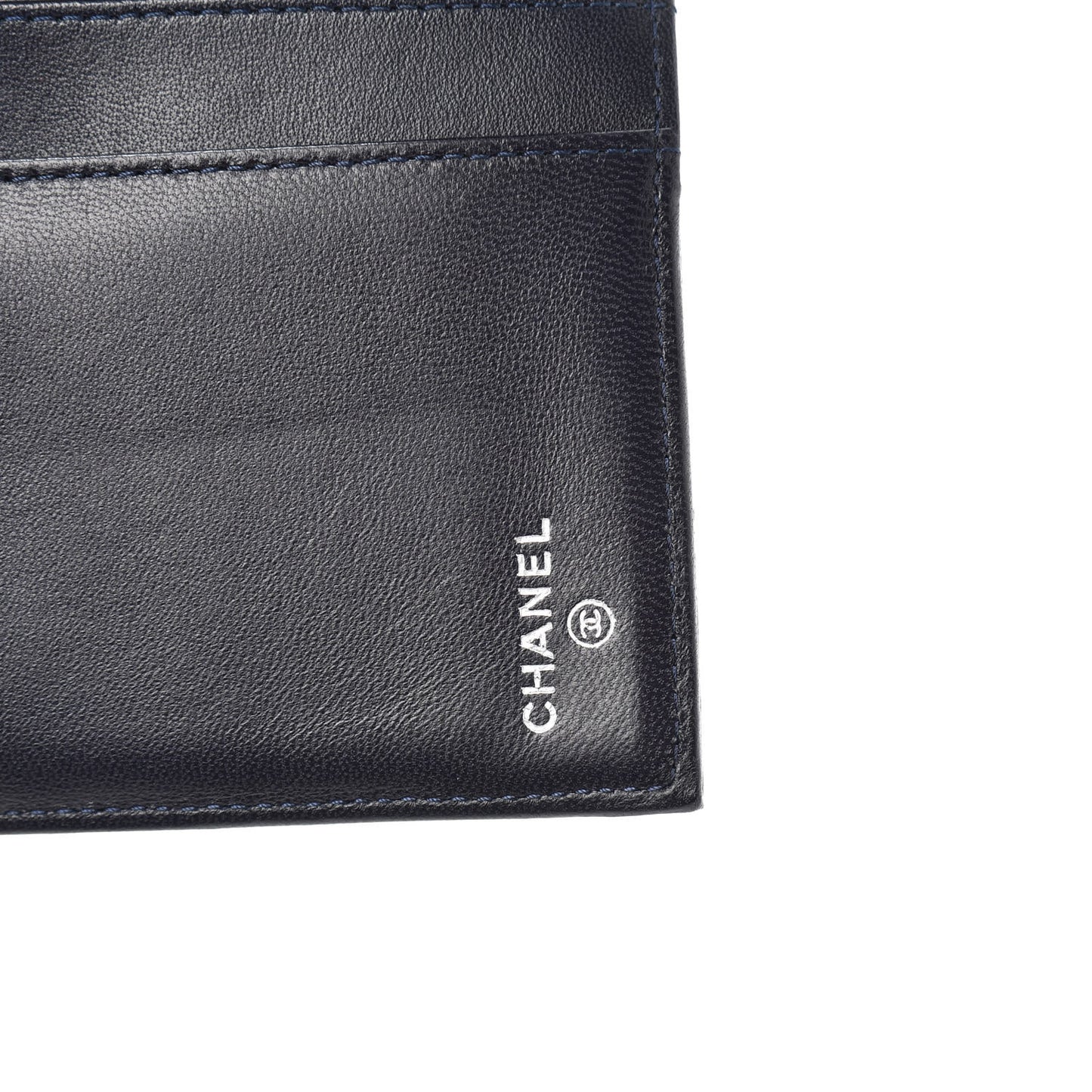 Lambskin Quilted Large Flap Wallet Navy