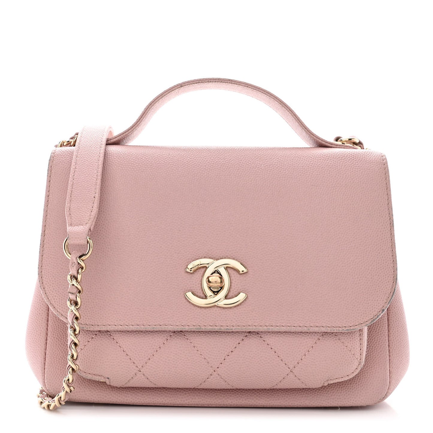 Caviar Quilted Small Business Affinity Flap Light Pink