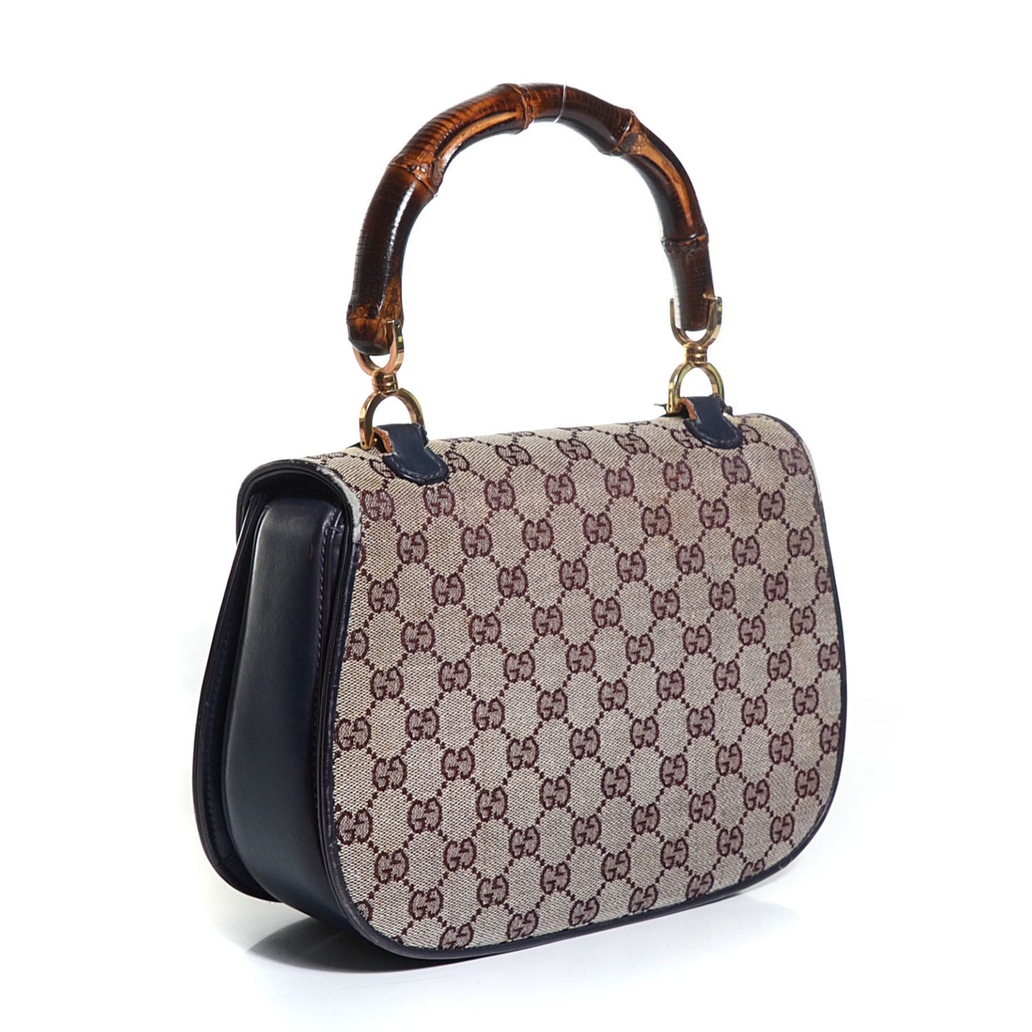Monogram Bamboo Medium Top Handle Bag Navy