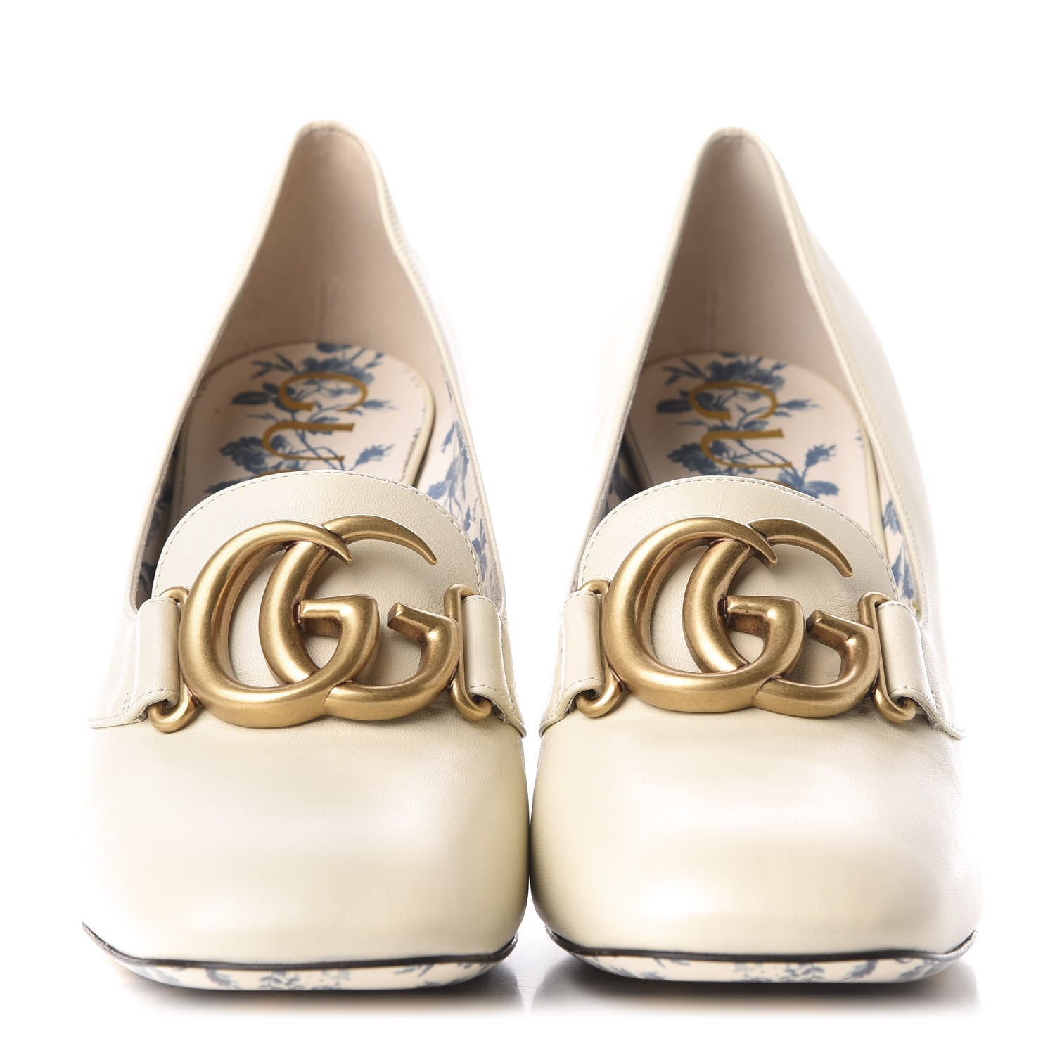 Gucci Malaga Kid GG Victoire 95mm Loafer Pumps 40 Vintage White 2 of 10