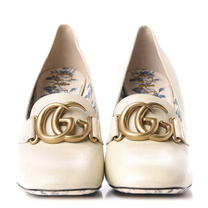 Gucci Malaga Kid GG Victoire 95mm Loafer Pumps 40 Vintage White 2 of 10