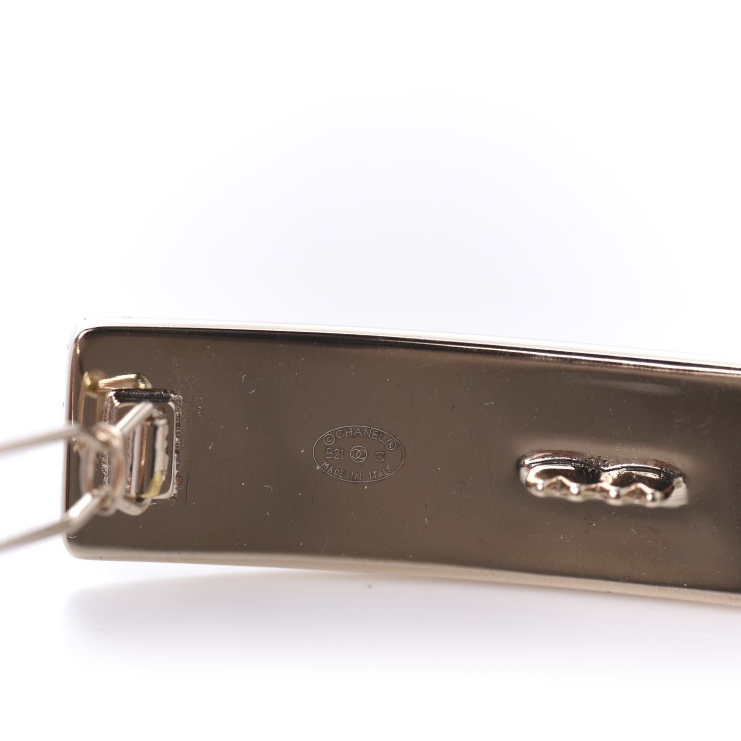 Metal Crystal Logo Hair Clip Gold