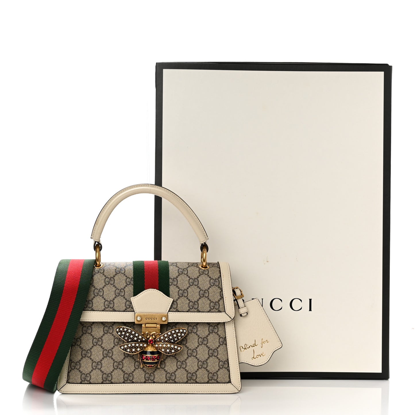 GG Supreme Monogram Small Queen Margaret Top Handle Bag White