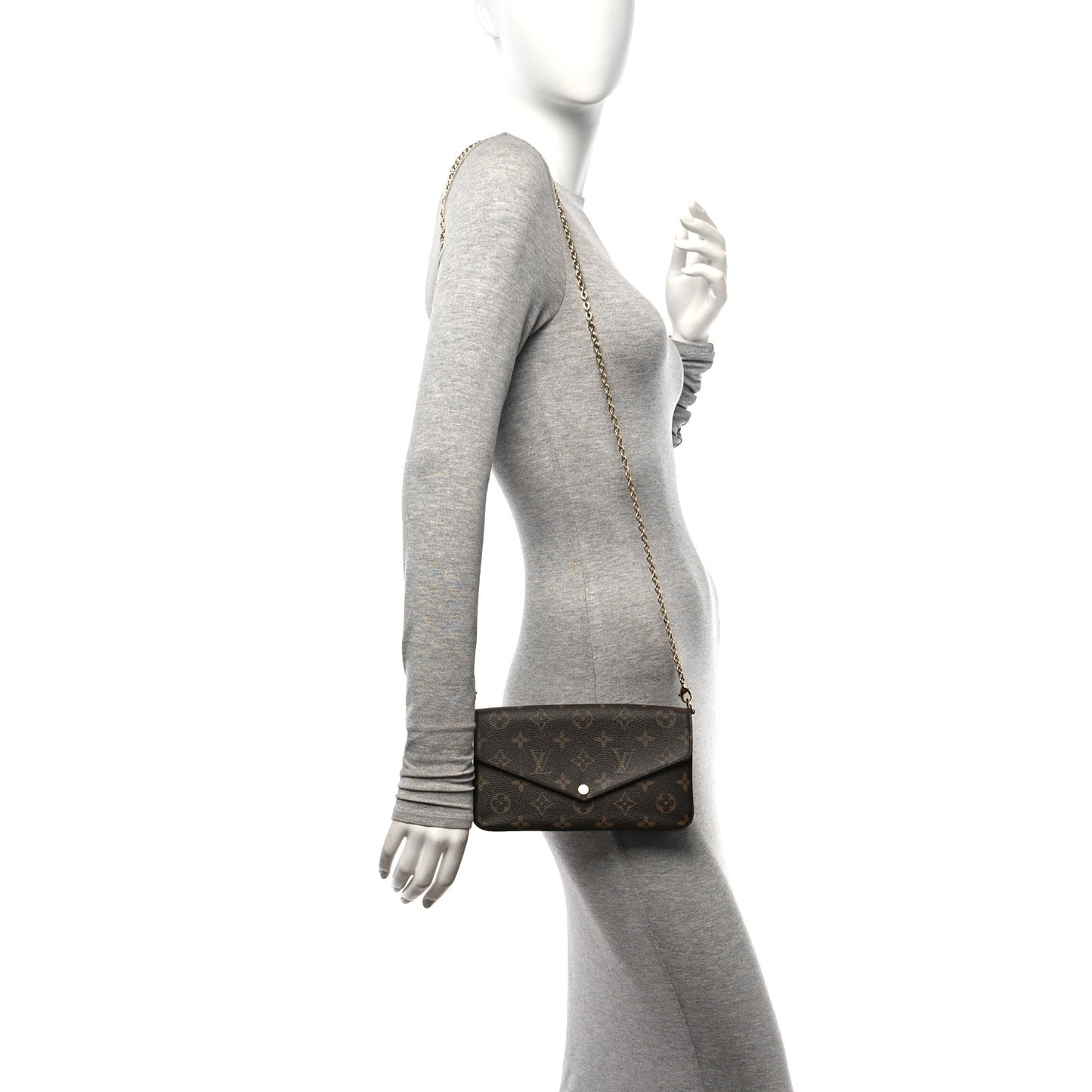 Monogram Pochette Felicie Chain Wallet Fuchsia