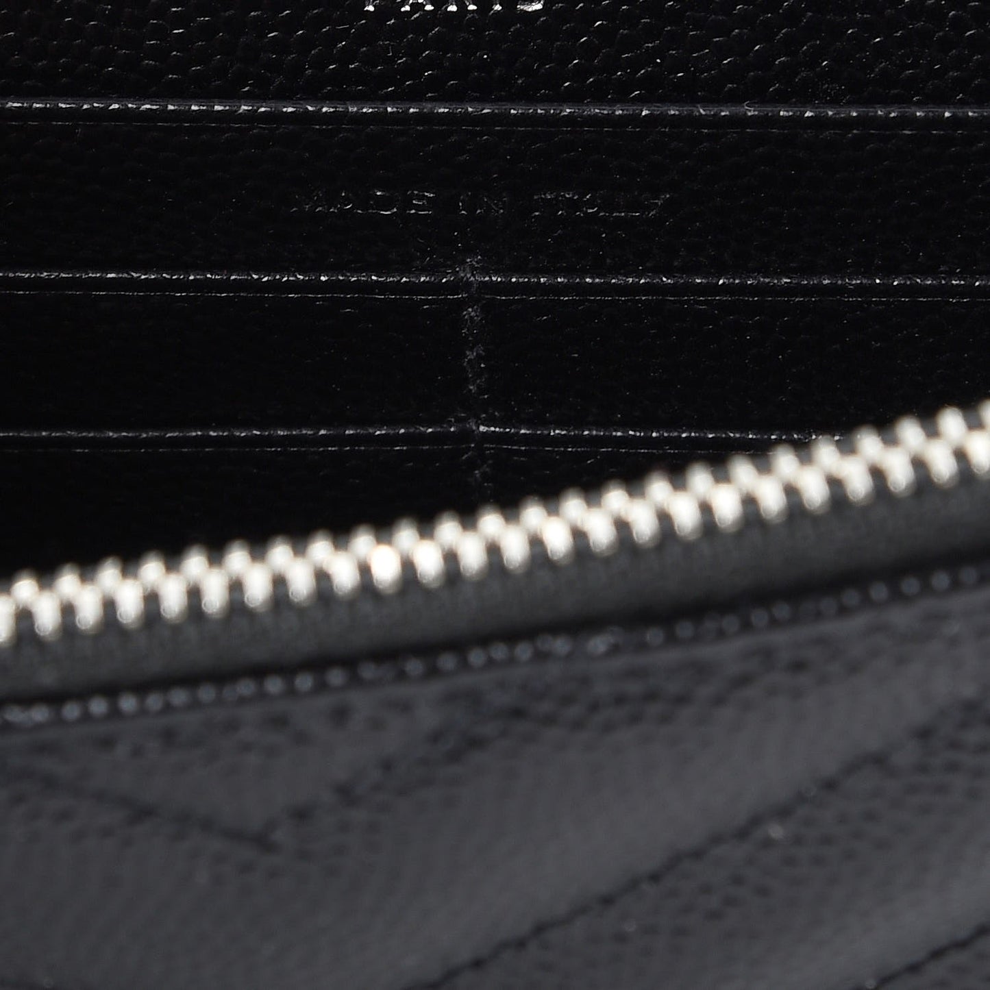 Grain De Poudre Matelasse Chevron Monogram Envelope Chain Wallet Black