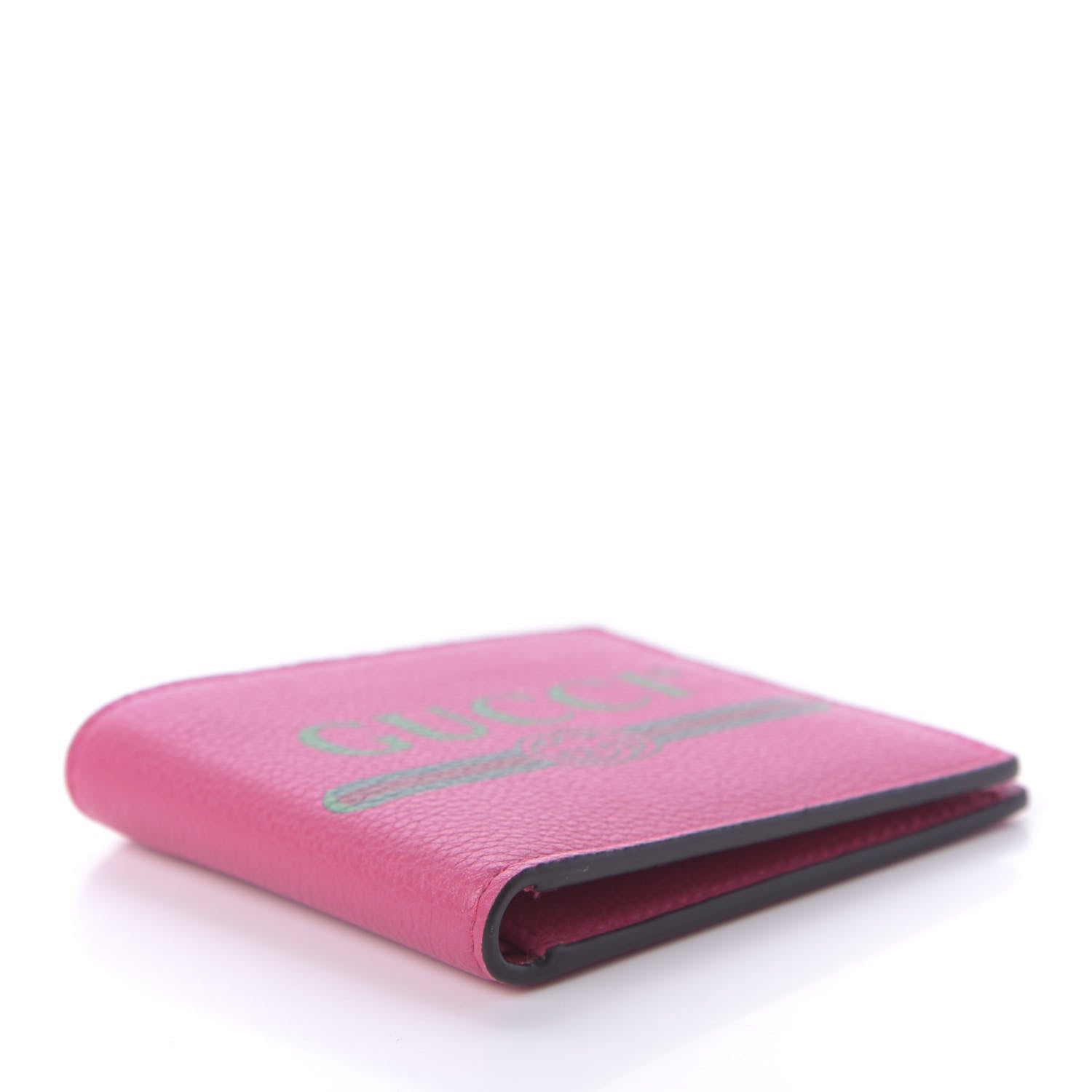Gucci Grained Calfskin Logo Bi-Fold Wallet Box Pink Green 4 of 10