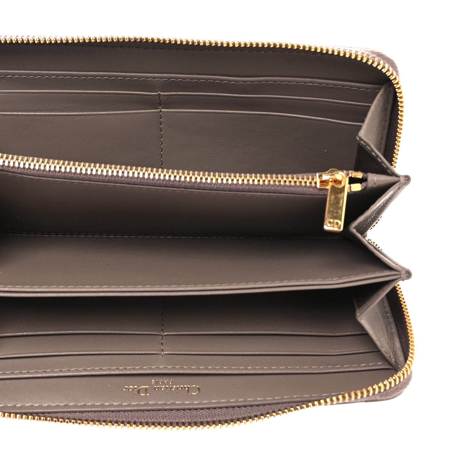 Christian Dior Grained Calfskin Supple Cannage Caro Zip Wallet Taupe 5 of 7