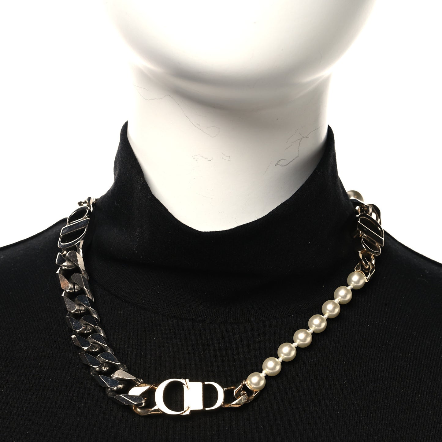 Metal Pearl Danseuse Etoile Chain Choker Necklace Gold Silver