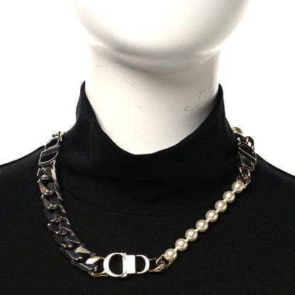 Christian Dior Metal Pearl Danseuse Etoile Chain Choker Necklace Gold Silver 2 of 6