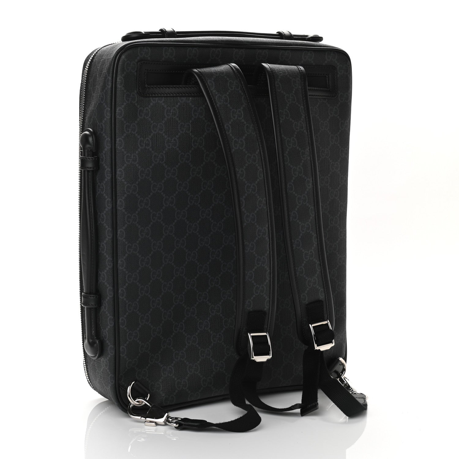 Gucci GG Supreme Monogram Briefcase Backpack Black Grey 4 of 13