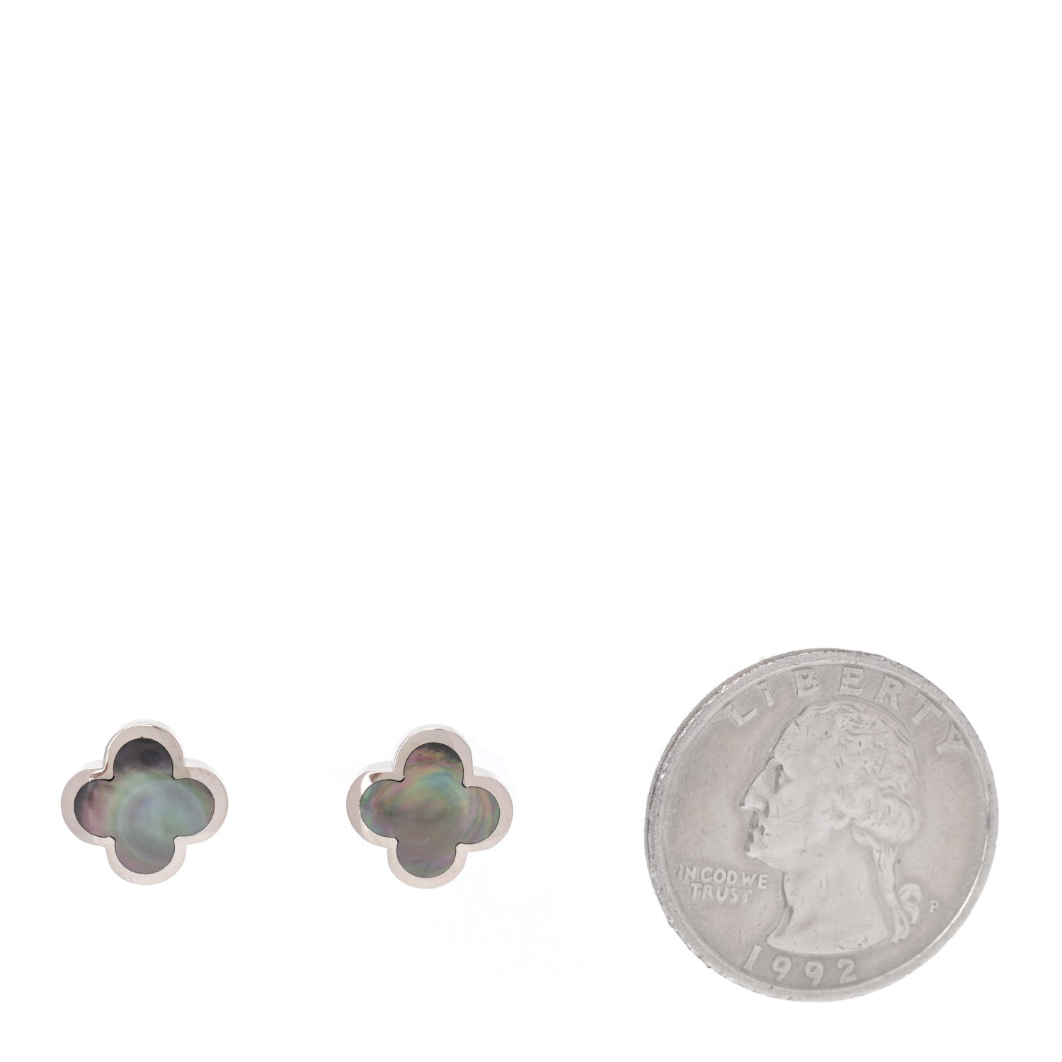 Van Cleef & Arpels 18K White Gold Mother of Pearl Pure Alhambra Earrings 2 of 7
