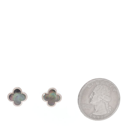 Van Cleef & Arpels 18K White Gold Mother of Pearl Pure Alhambra Earrings 2 of 7
