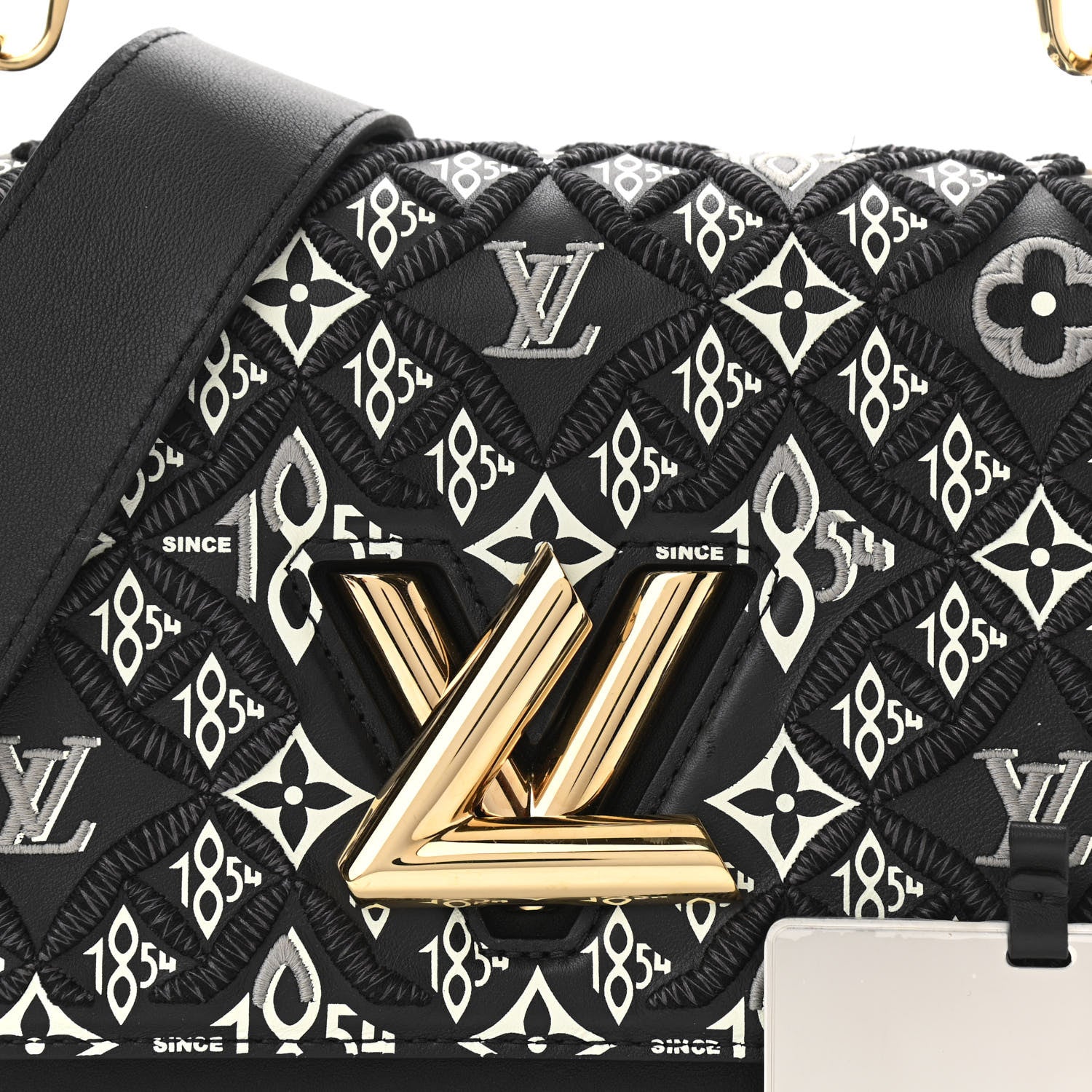 Louis Vuitton Calfskin Since 1854 Embroidered Twist MM Black 7 of 9