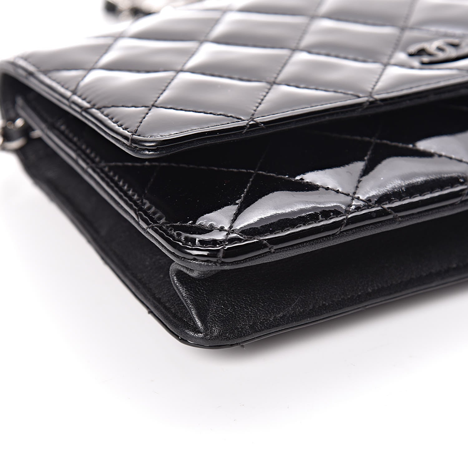 Chanel Patent Quilted Wallet On Chain WOC Black 5 of 12