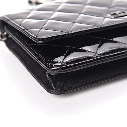 Chanel Patent Quilted Wallet On Chain WOC Black 5 of 12