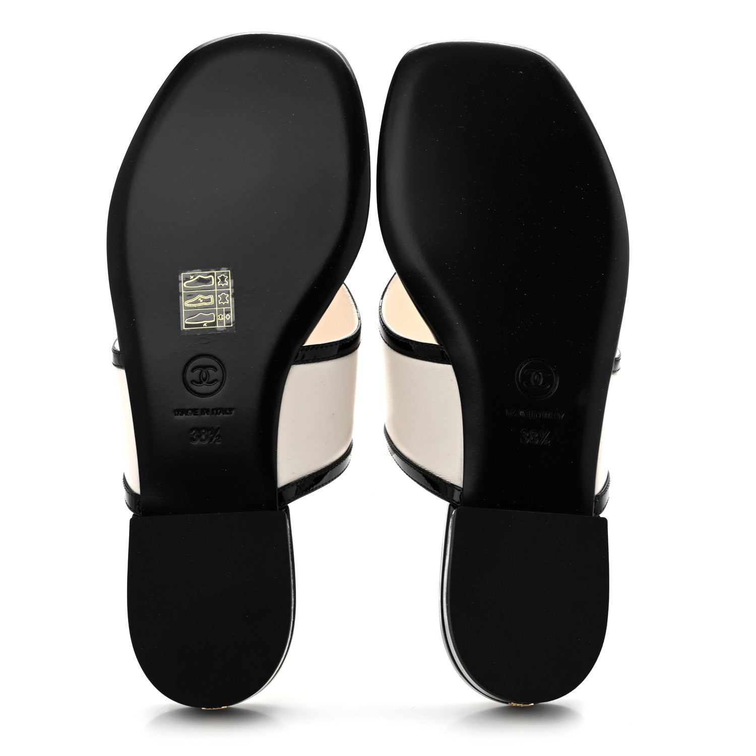 Chanel Lambskin Patent Calfskin CC Thong Sandals 38.5 White Black 6 of 10