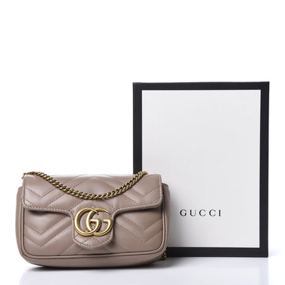 Gucci Calfskin Matelasse Super Mini GG Marmont Shoulder Bag Porcelain Rose 11 of 11