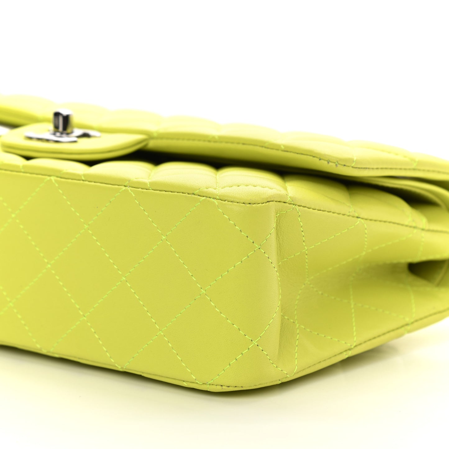 Lambskin Quilted Medium Double Flap Yellow