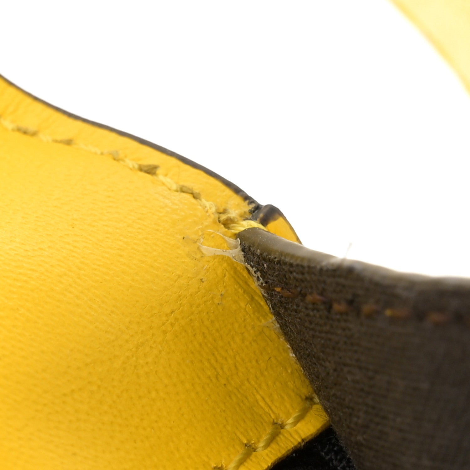 Fendi Canvas Vitello King FF Embroidered Medium Flat Baguette Grezzo Limone 11 of 13